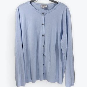 Crystal Kobe Sky Blue Women's Cardigan 2x Floral Gem Buttons